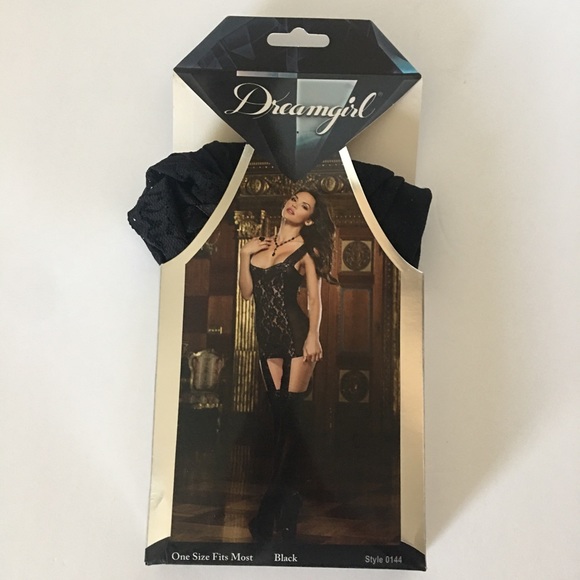 Dreamgirl Lace Garter Dress w/ attached stockings - Picture 2 of 3